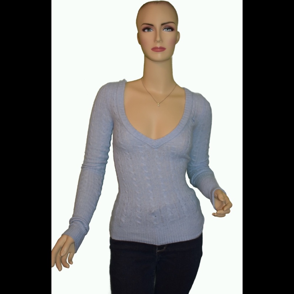 Abercrombie & Fitch Light Blue V-Neck Sweater